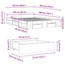vidaXL szürke sonoma színű szerelt fa ágykeret fiókokkal 120 x 200 cm