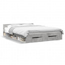 vidaXL betonszürke szerelt fa ágykeret fiókokkal 140 x 190 cm