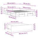 vidaXL szürke sonoma színű szerelt fa ágykeret fiókokkal 135 x 190 cm