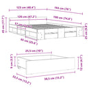 vidaXL betonszürke szerelt fa ágykeret fiókokkal 120 x 190 cm