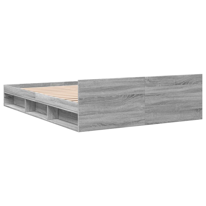 vidaXL szürke sonoma színű szerelt fa ágykeret fiókokkal 120 x 190 cm