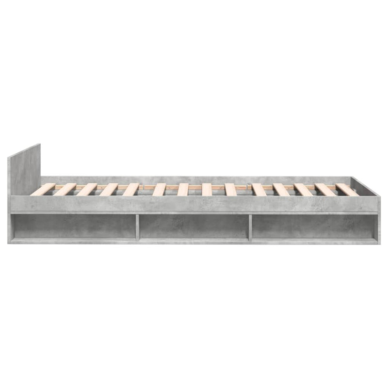 vidaXL betonszürke szerelt fa ágykeret fiókkal 90 x 190 cm