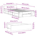 vidaXL betonszürke szerelt fa ágykeret fiókkal 90 x 190 cm