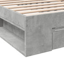 vidaXL betonszürke szerelt fa ágykeret fiókkal 100 x 200 cm