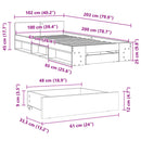 vidaXL betonszürke szerelt fa ágykeret fiókkal 100 x 200 cm