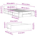 vidaXL füstös tölgy színű szerelt fa ágykeret fiókkal 100 x 200 cm