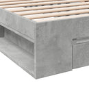 vidaXL betonszürke szerelt fa ágykeret fiókkal 90 x 200 cm