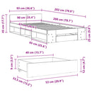 vidaXL betonszürke szerelt fa ágykeret fiókkal 90 x 200 cm
