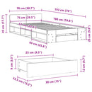 vidaXL füstös tölgy színű szerelt fa ágykeret fiókkal 75x190 cm