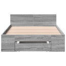 vidaXL szürke sonoma színű szerelt fa ágykeret fiókkal 75x190 cm