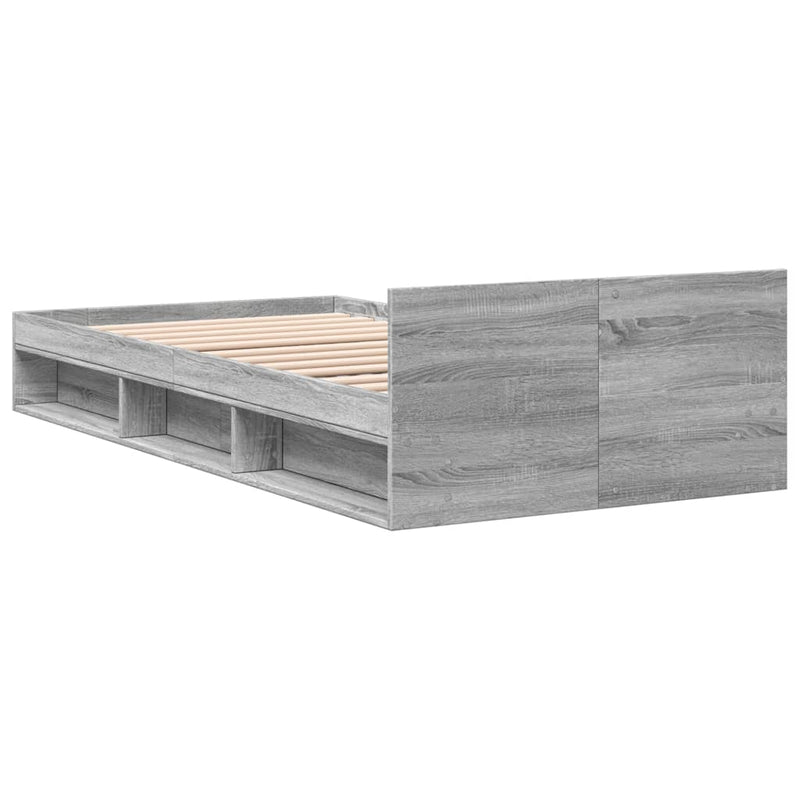 vidaXL szürke sonoma színű szerelt fa ágykeret fiókkal 75x190 cm