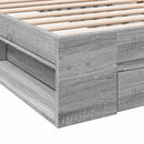vidaXL szürke sonoma színű szerelt fa ágykeret fiókkal 75x190 cm