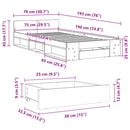 vidaXL szürke sonoma színű szerelt fa ágykeret fiókkal 75x190 cm