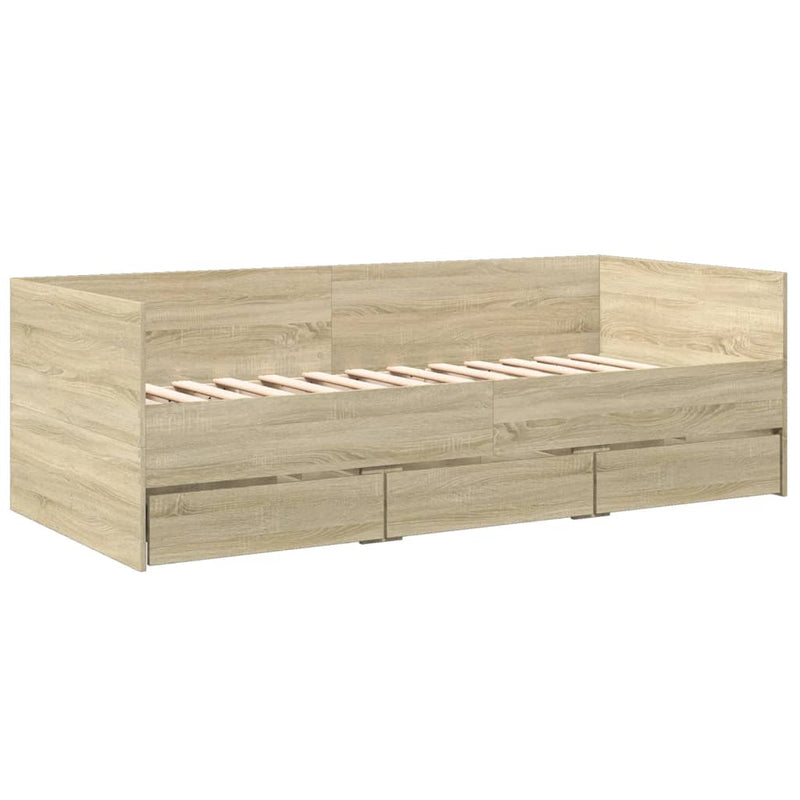 vidaXL sonoma tölgy kanapéágy fiókkal matrac nélkül 100x200 cm