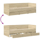 vidaXL sonoma tölgy kanapéágy fiókkal matrac nélkül 100x200 cm