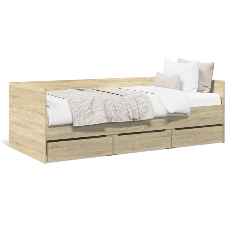 vidaXL sonoma tölgy kanapéágy fiókkal matrac nélkül 100x200 cm