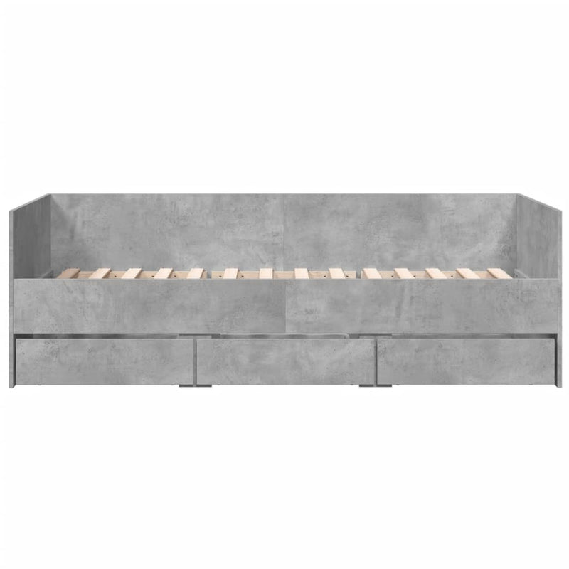 vidaXL betonszürke kanapéágy fiókkal matrac nélkül 100x200 cm