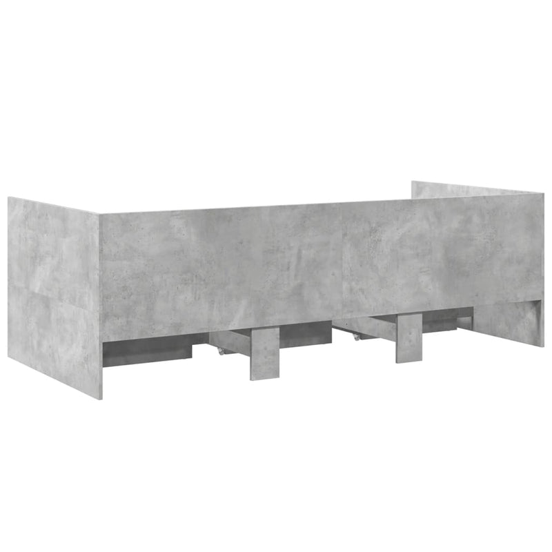 vidaXL betonszürke kanapéágy fiókkal matrac nélkül 100x200 cm