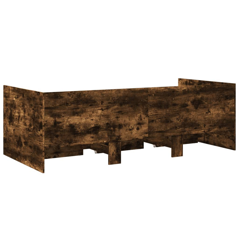 vidaXL füstös tölgy kanapéágy fiókkal matrac nélkül 100x200 cm
