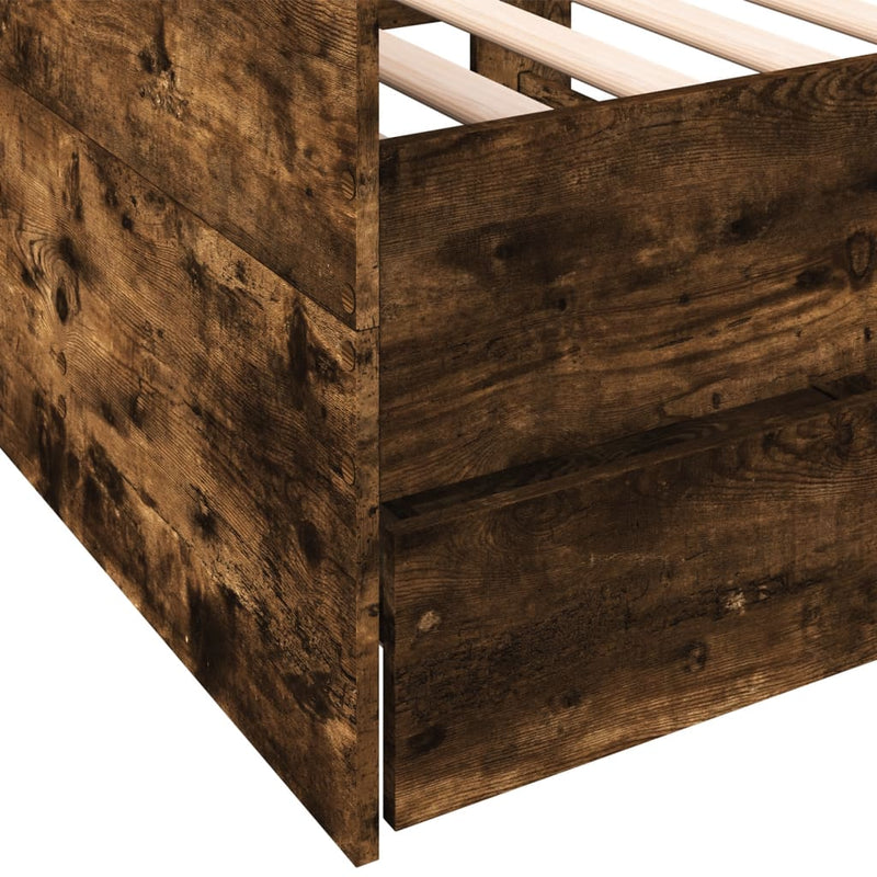 vidaXL füstös tölgy kanapéágy fiókkal matrac nélkül 100x200 cm