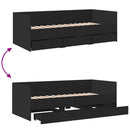 vidaXL fekete kanapéágy fiókkal matrac nélkül 90x200 cm