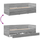 vidaXL szürke sonoma kanapéágy fiókkal matrac nélkül 90x200 cm