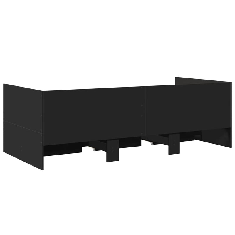 vidaXL fekete kanapéágy fiókkal matrac nélkül 90x190 cm