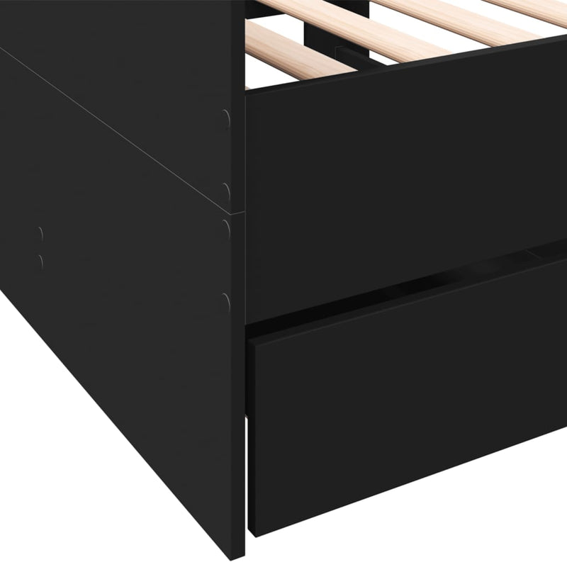 vidaXL fekete kanapéágy fiókkal matrac nélkül 90x190 cm