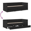 vidaXL fekete kanapéágy fiókkal matrac nélkül 75x190 cm