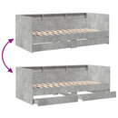 vidaXL betonszürke kanapéágy fiókkal matrac nélkül 100x200 cm