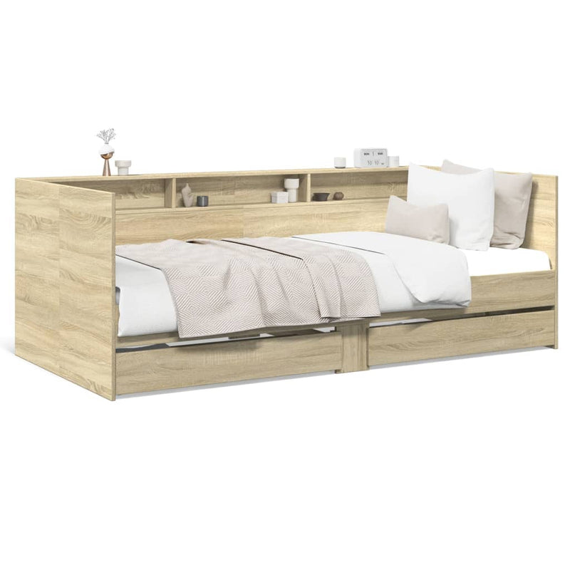 vidaXL sonoma tölgy kanapéágy fiókkal matrac nélkül 90x200 cm