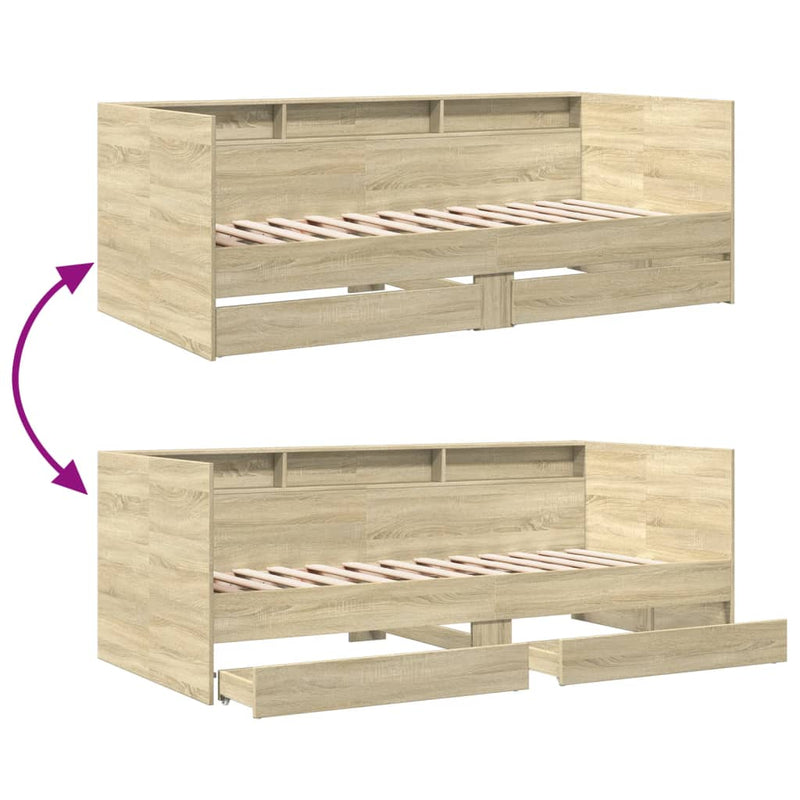 vidaXL sonoma tölgy kanapéágy fiókkal matrac nélkül 90x200 cm