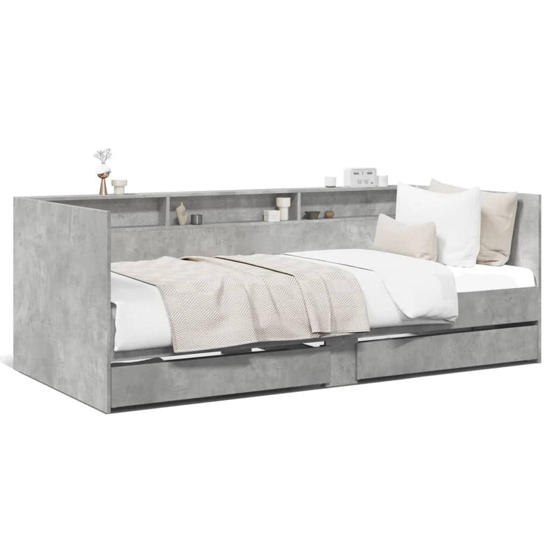 vidaXL betonszürke kanapéágy fiókkal matrac nélkül 90x190 cm