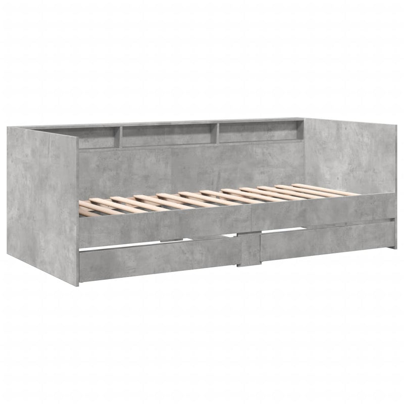 vidaXL betonszürke kanapéágy fiókkal matrac nélkül 90x190 cm