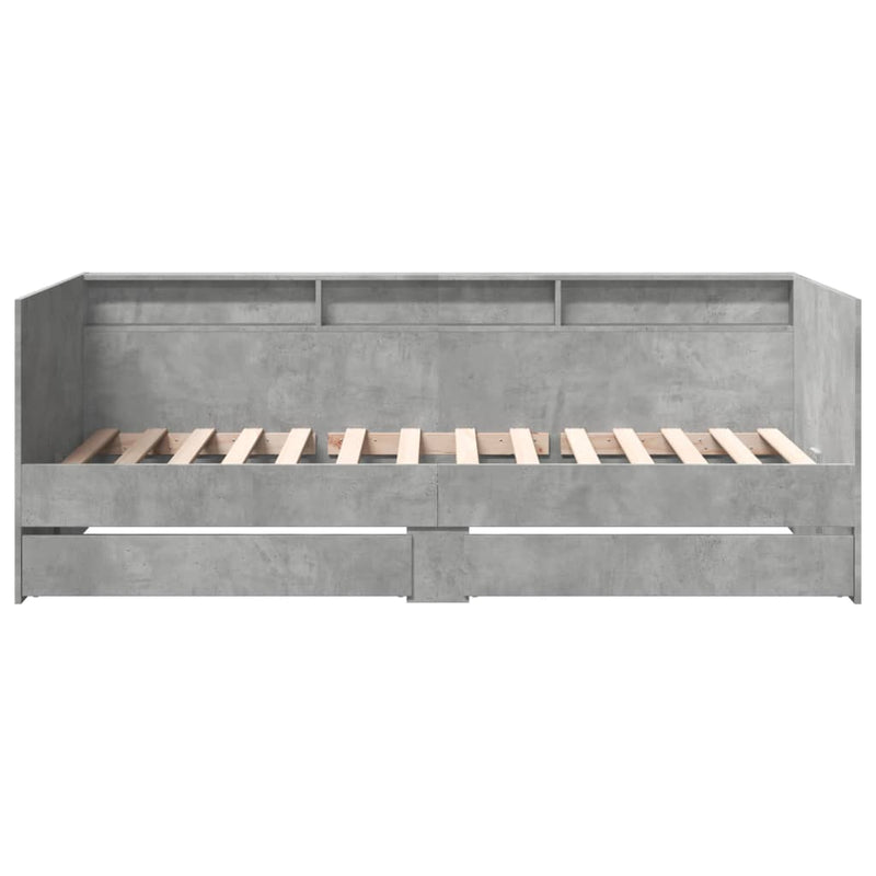 vidaXL betonszürke kanapéágy fiókkal matrac nélkül 90x190 cm