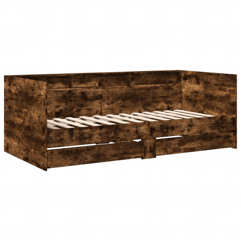 vidaXL füstös tölgy kanapéágy fiókkal matrac nélkül 90x190 cm