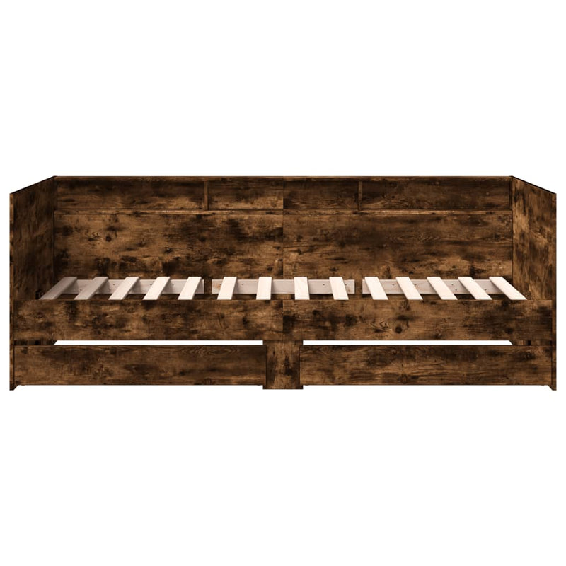 vidaXL füstös tölgy kanapéágy fiókkal matrac nélkül 90x190 cm