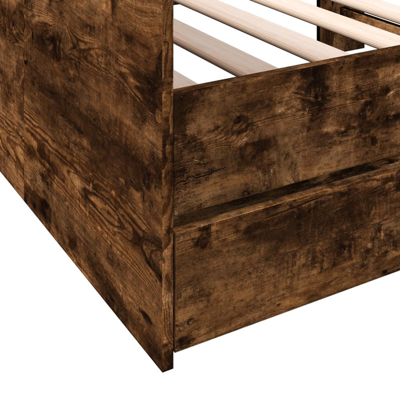 vidaXL füstös tölgy kanapéágy fiókkal matrac nélkül 90x190 cm
