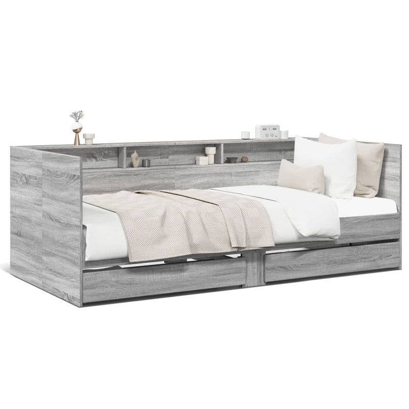 vidaXL szürke sonoma kanapéágy fiókkal matrac nélkül 90x190 cm