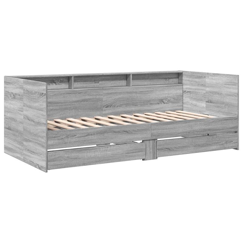 vidaXL szürke sonoma kanapéágy fiókkal matrac nélkül 90x190 cm