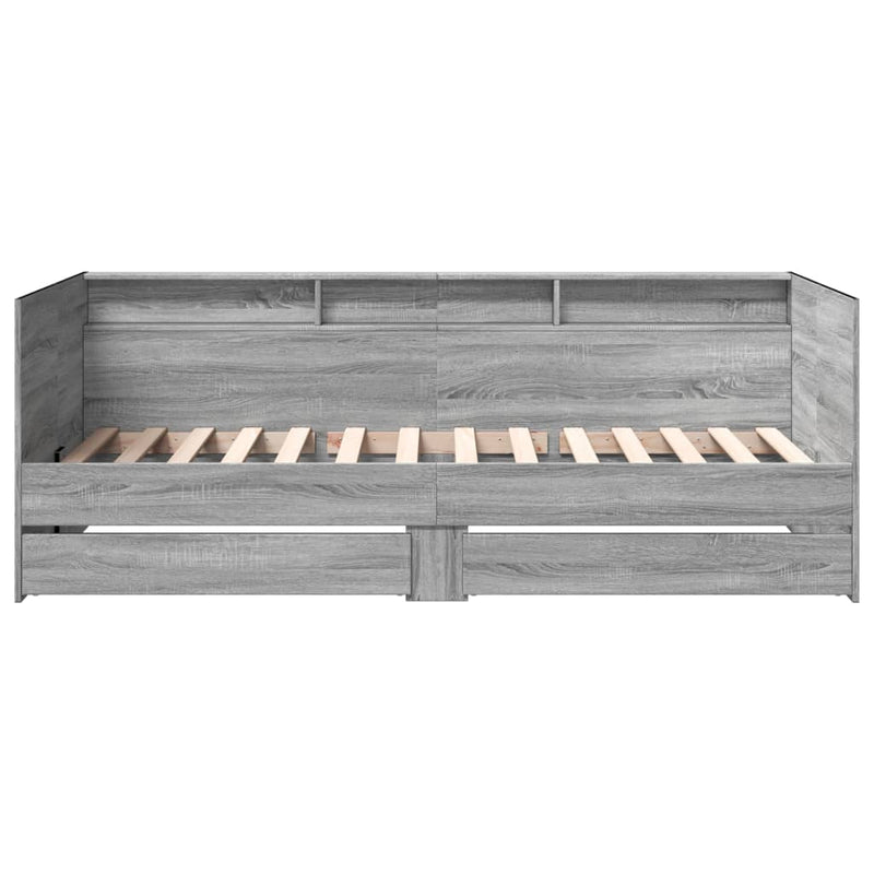 vidaXL szürke sonoma kanapéágy fiókkal matrac nélkül 90x190 cm