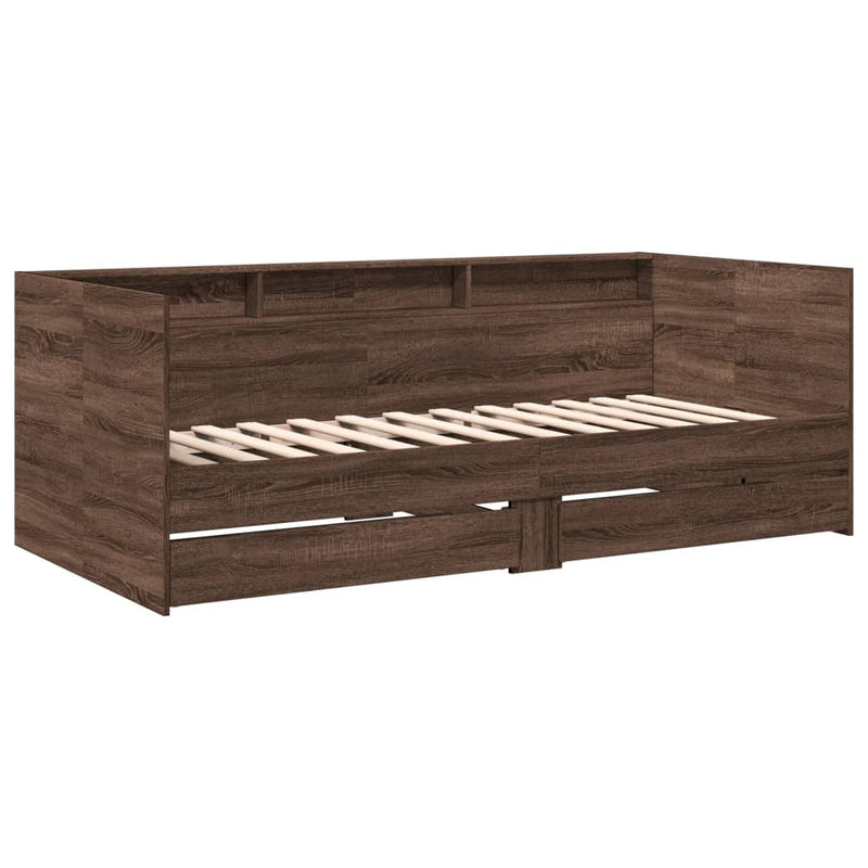 vidaXL barna tölgy kanapéágy fiókkal matrac nélkül 90x190 cm