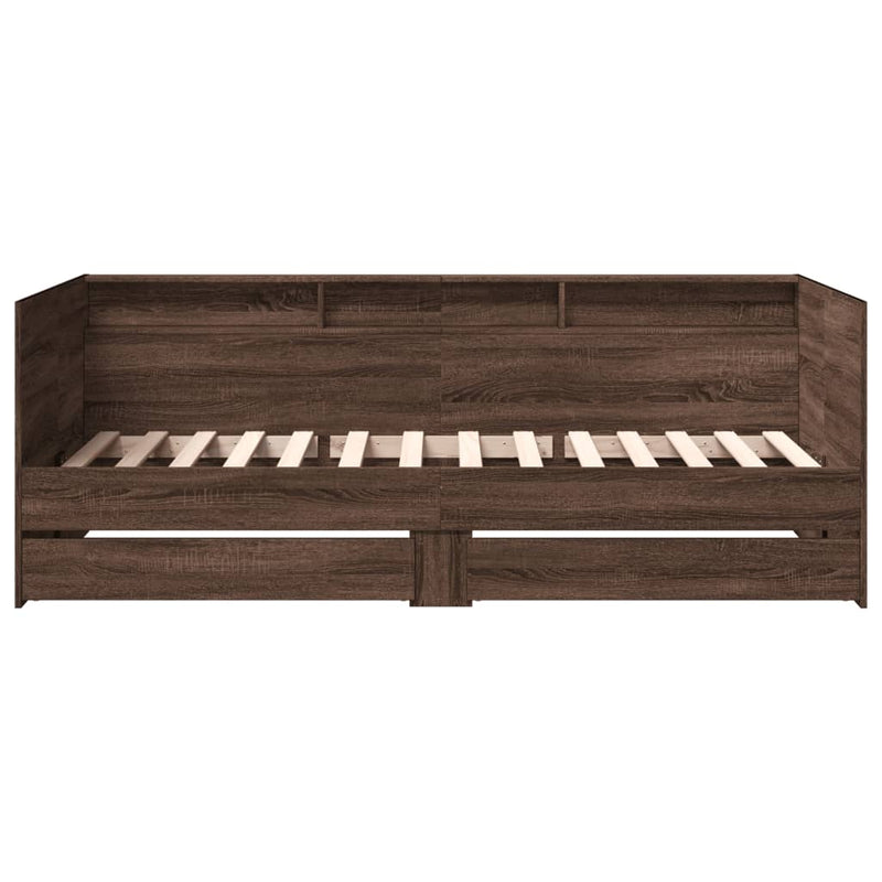 vidaXL barna tölgy kanapéágy fiókkal matrac nélkül 90x190 cm