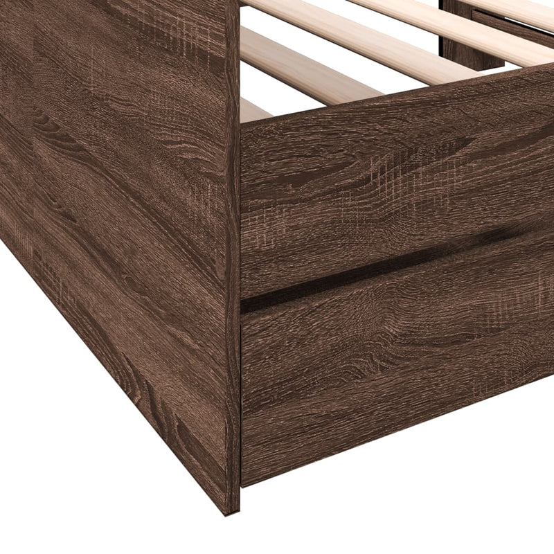 vidaXL barna tölgy kanapéágy fiókkal matrac nélkül 90x190 cm