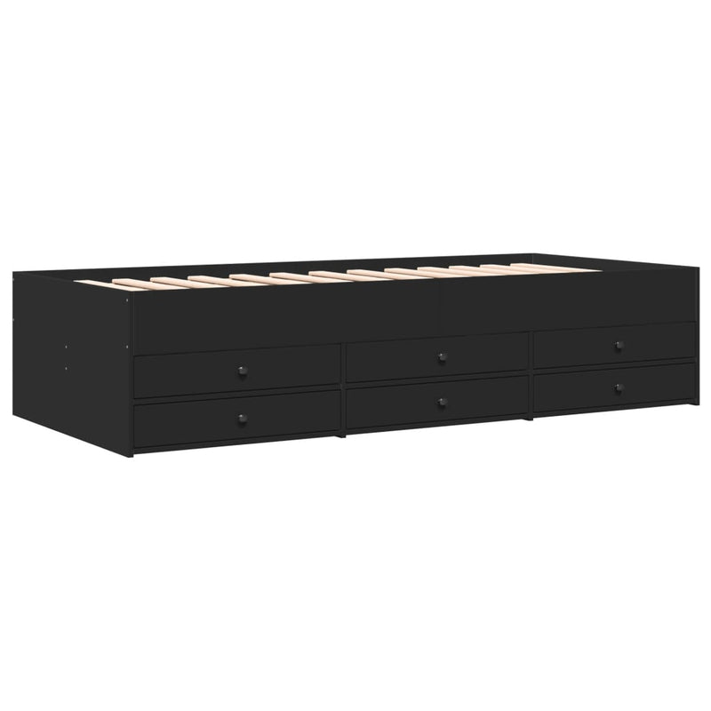 vidaXL fekete kanapéágy fiókkal matrac nélkül 100x200 cm