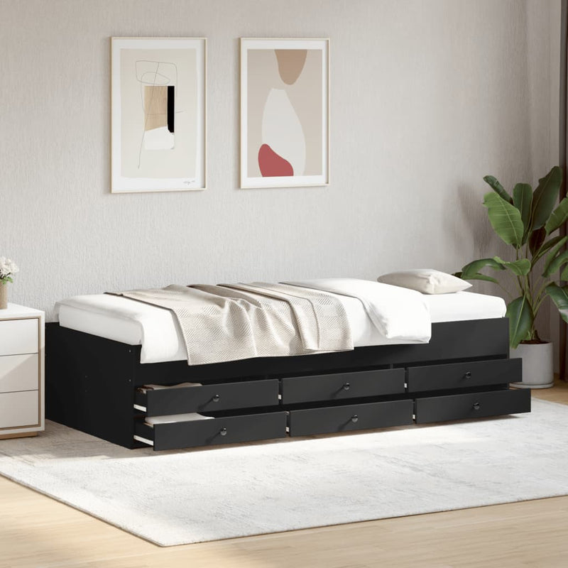 vidaXL fekete kanapéágy fiókkal matrac nélkül 100x200 cm