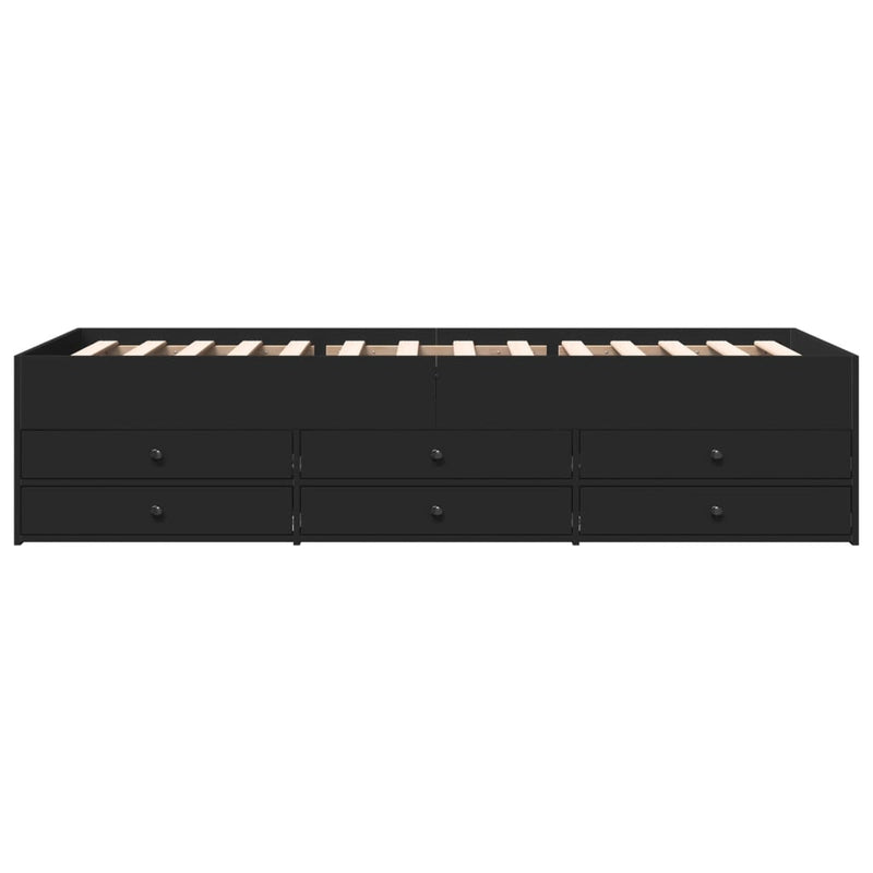 vidaXL fekete kanapéágy fiókkal matrac nélkül 100x200 cm