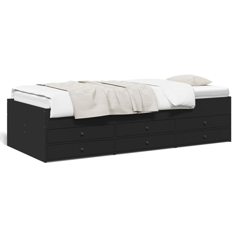 vidaXL fekete kanapéágy fiókkal matrac nélkül 100x200 cm