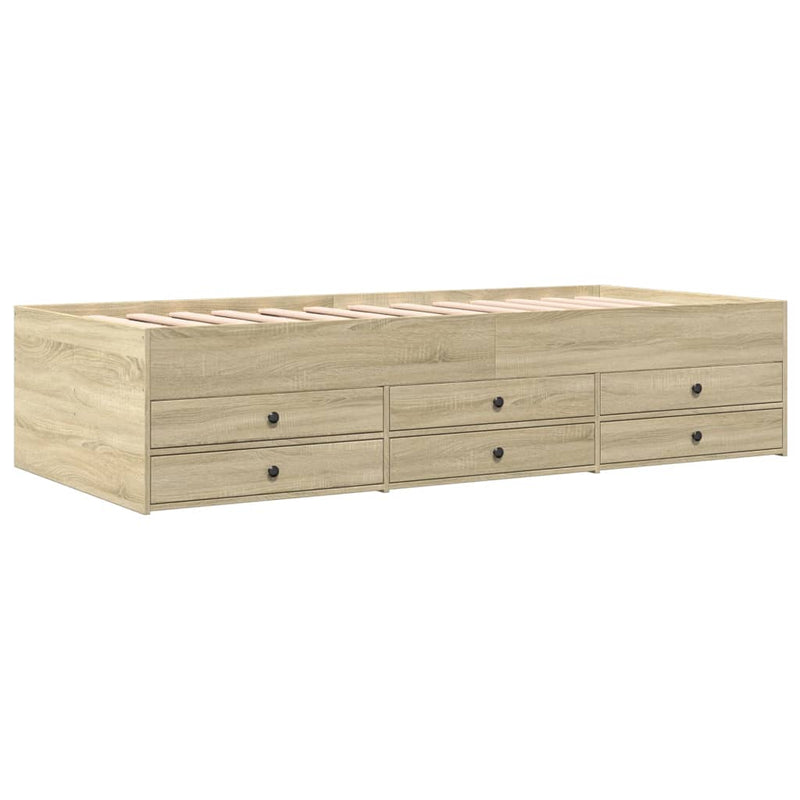 vidaXL sonoma tölgy kanapéágy fiókkal matrac nélkül 100x200 cm