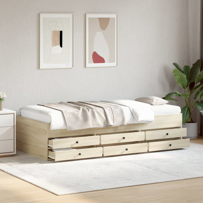 vidaXL sonoma tölgy kanapéágy fiókkal matrac nélkül 100x200 cm